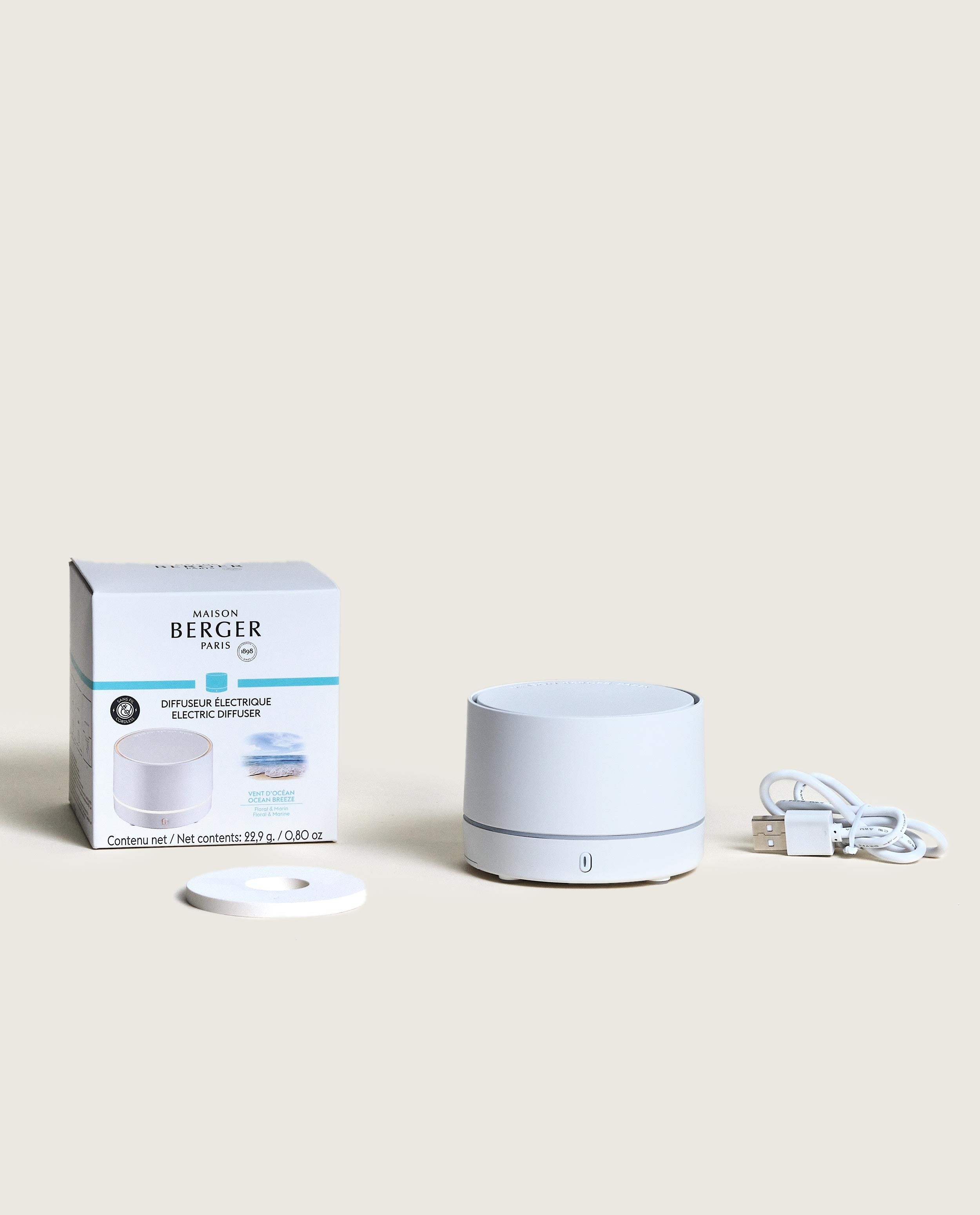 Lampe Berger Nomad White Ocean Breeze Electric Diffuser Kit - USB Rechargeable