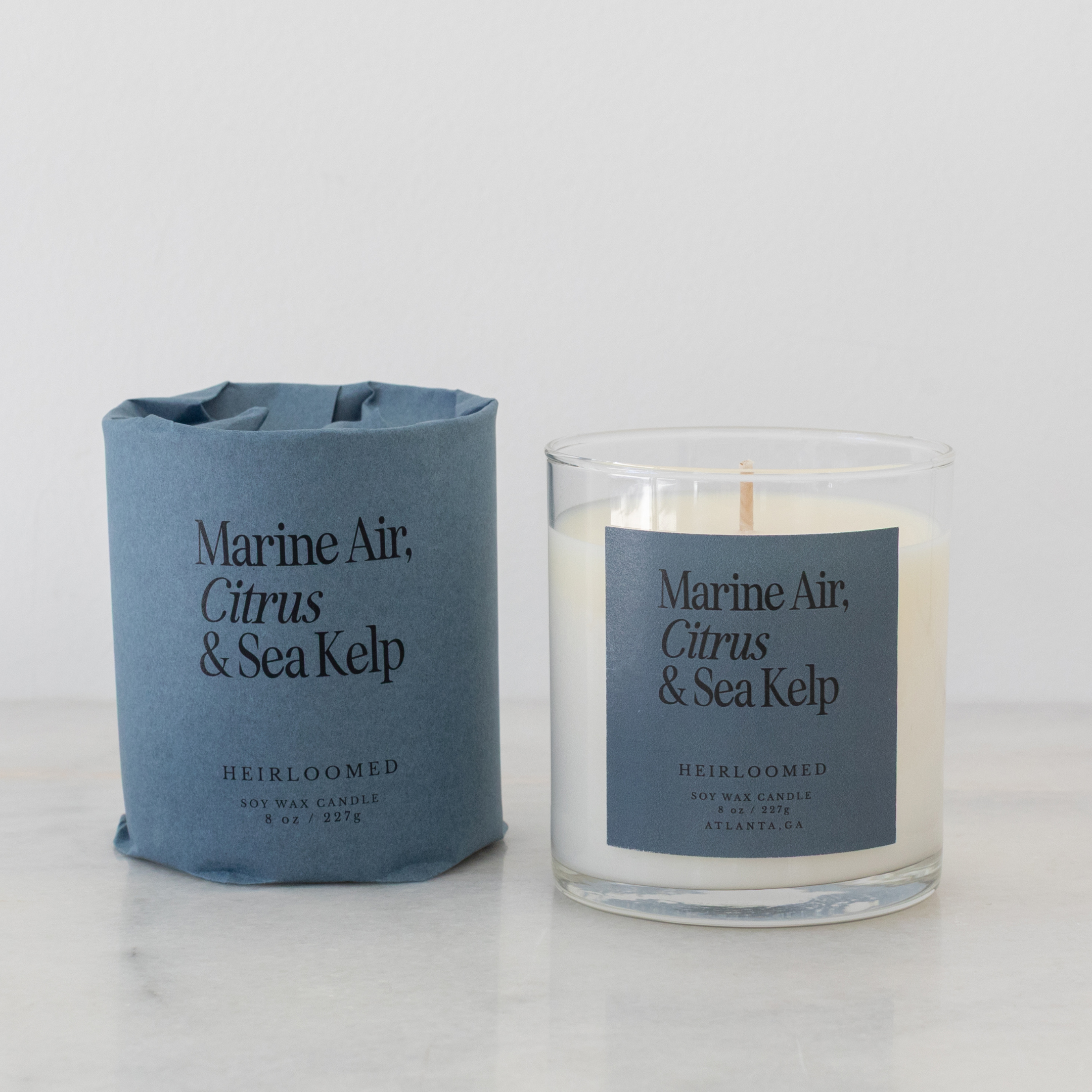 Heirloomed Candle - Marine Air, Citrus, Sea Kelp - 8 oz