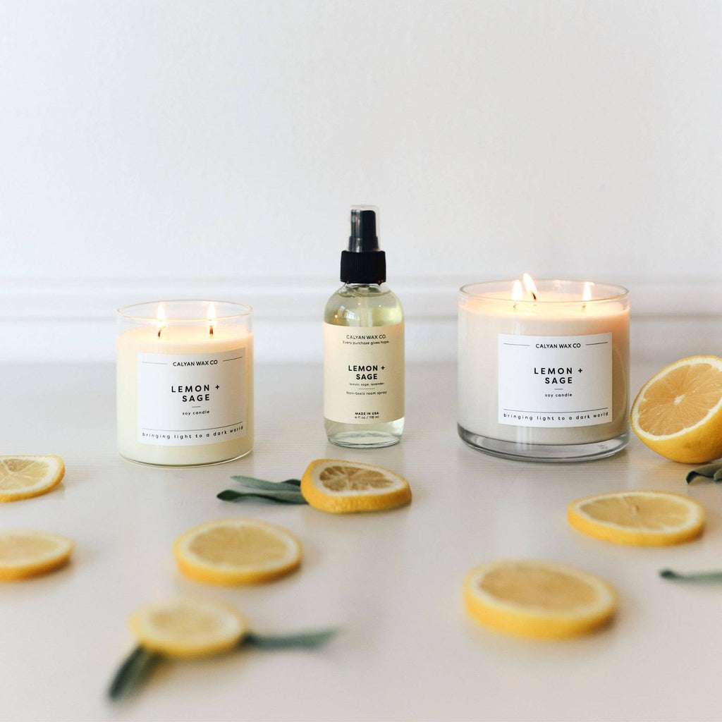 Calyan Lemon + Sage - Glass Tumbler Soy Candle