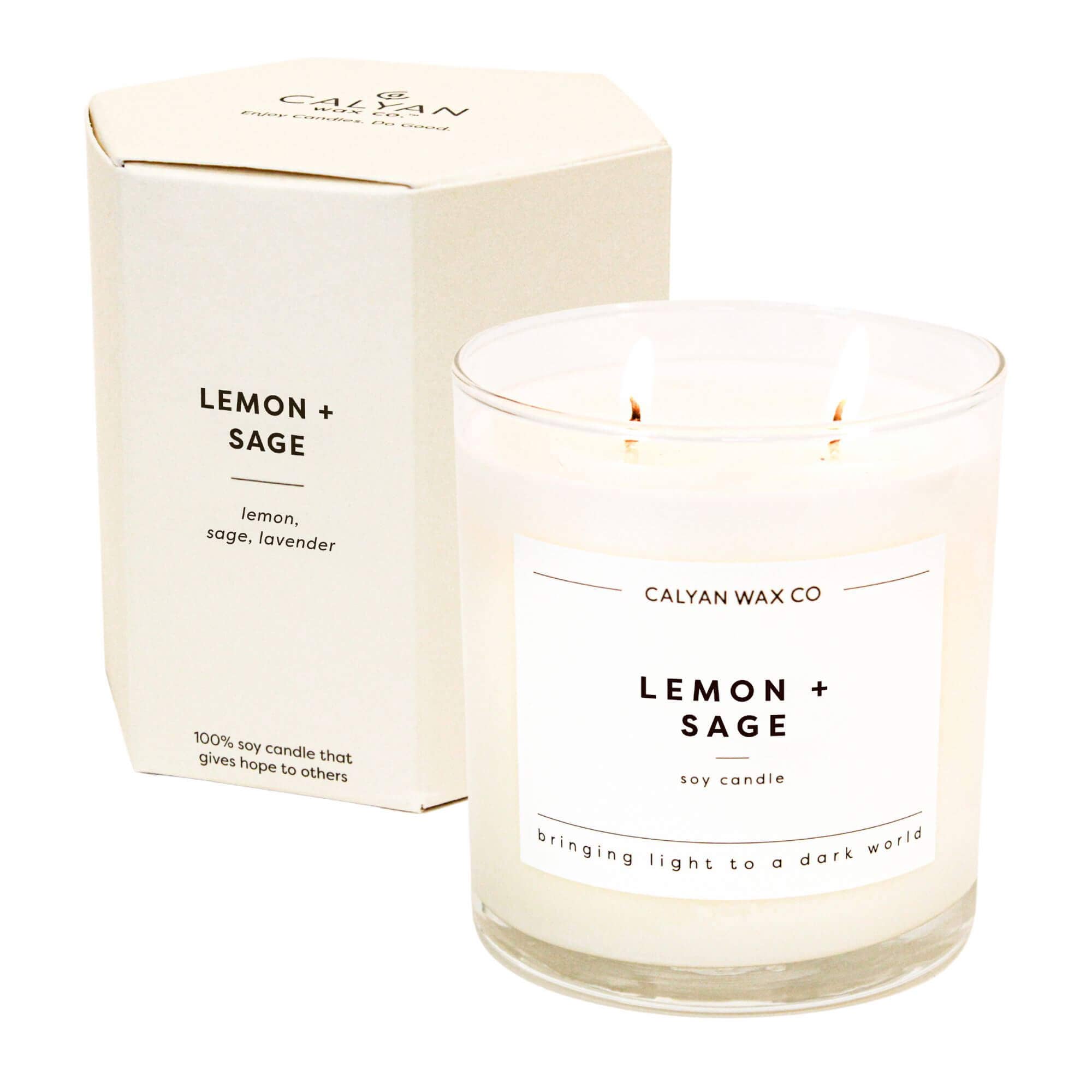 Calyan Lemon + Sage - Glass Tumbler Soy Candle