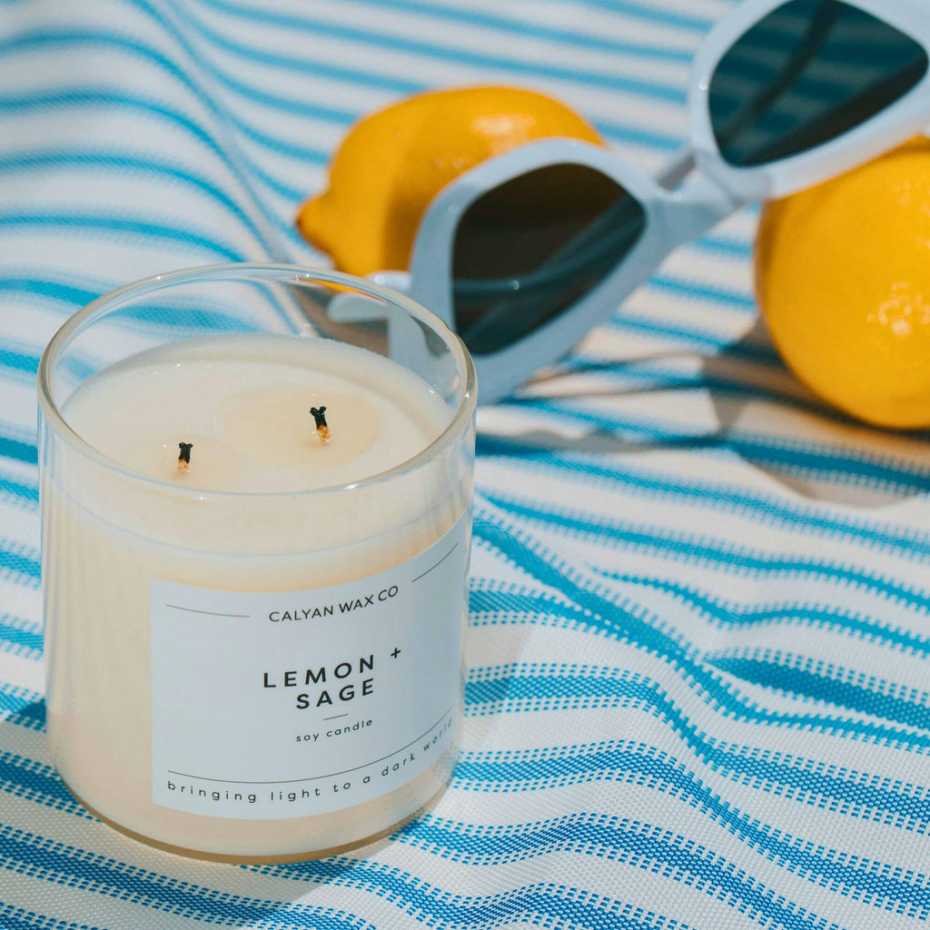 Calyan Lemon + Sage - Glass Tumbler Soy Candle