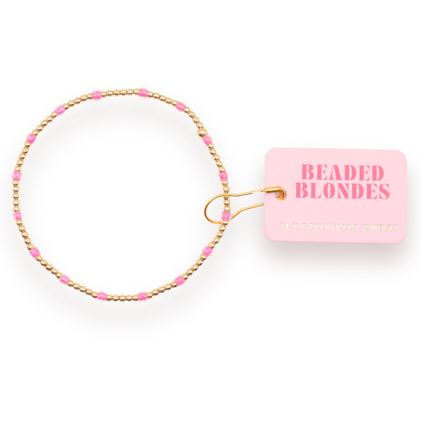 Beaded Blondes Hot Pink Dainty Poppi Bracelet Standard 6.75 inch