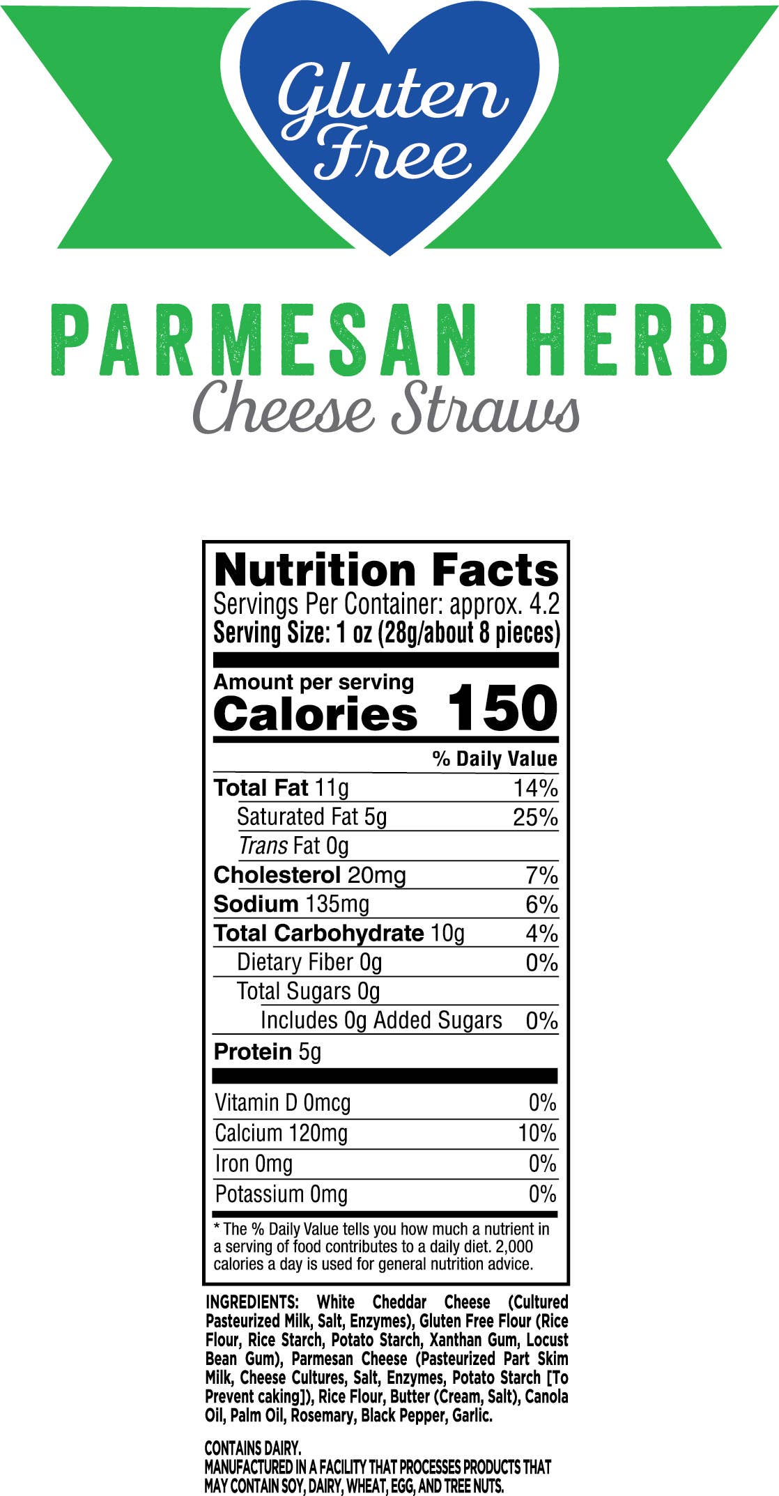 Mama Geraldine's 4.2oz  Gluten Free Certified Parmesan Herb Cheese Straws