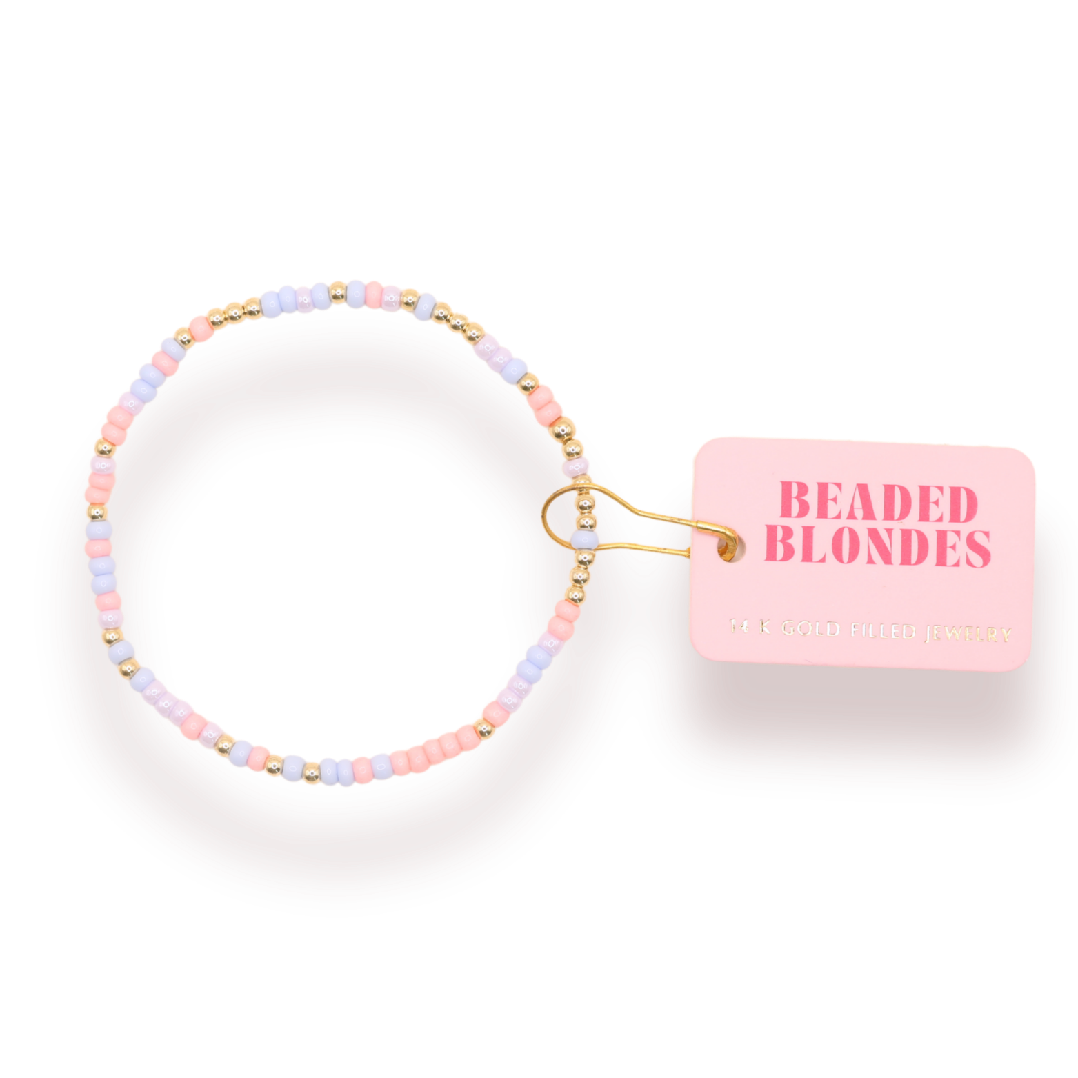Beaded Blondes Pastel Pink, Periwinkle & Lilac Sprinkle Bracelet Standard 6.75 inch