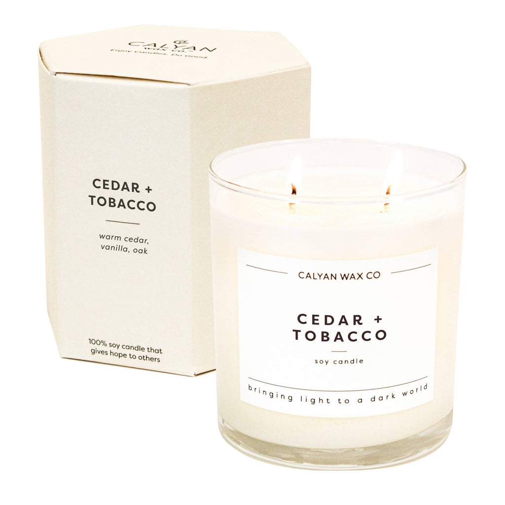 Calyan Cedar + Tobacco - Glass Tumbler Soy Candle