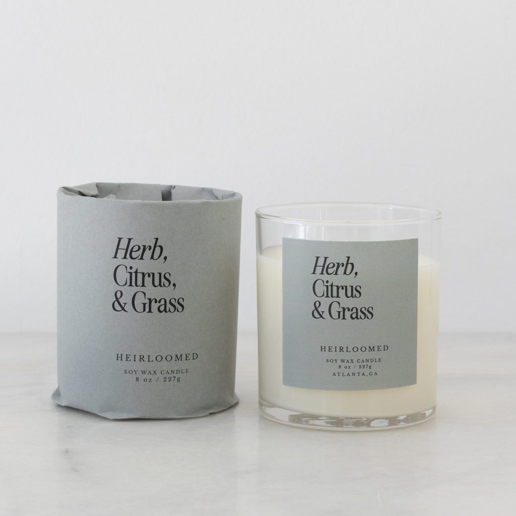 Heirloomed Candle - Herb, Citrus, Grass - 8 oz