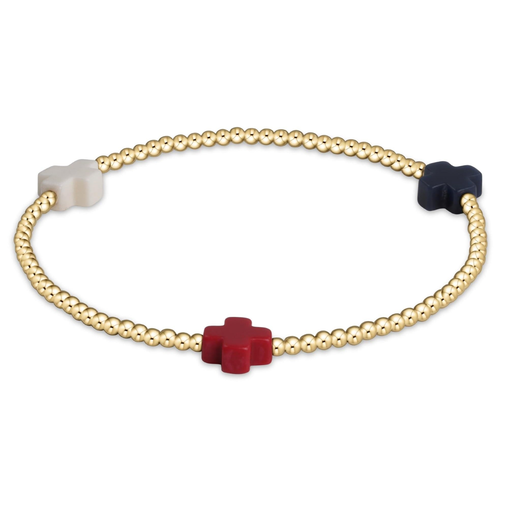 enewton egirl Signature Cross Gold Pattern 2mm Bead Bracelet - Firecracker