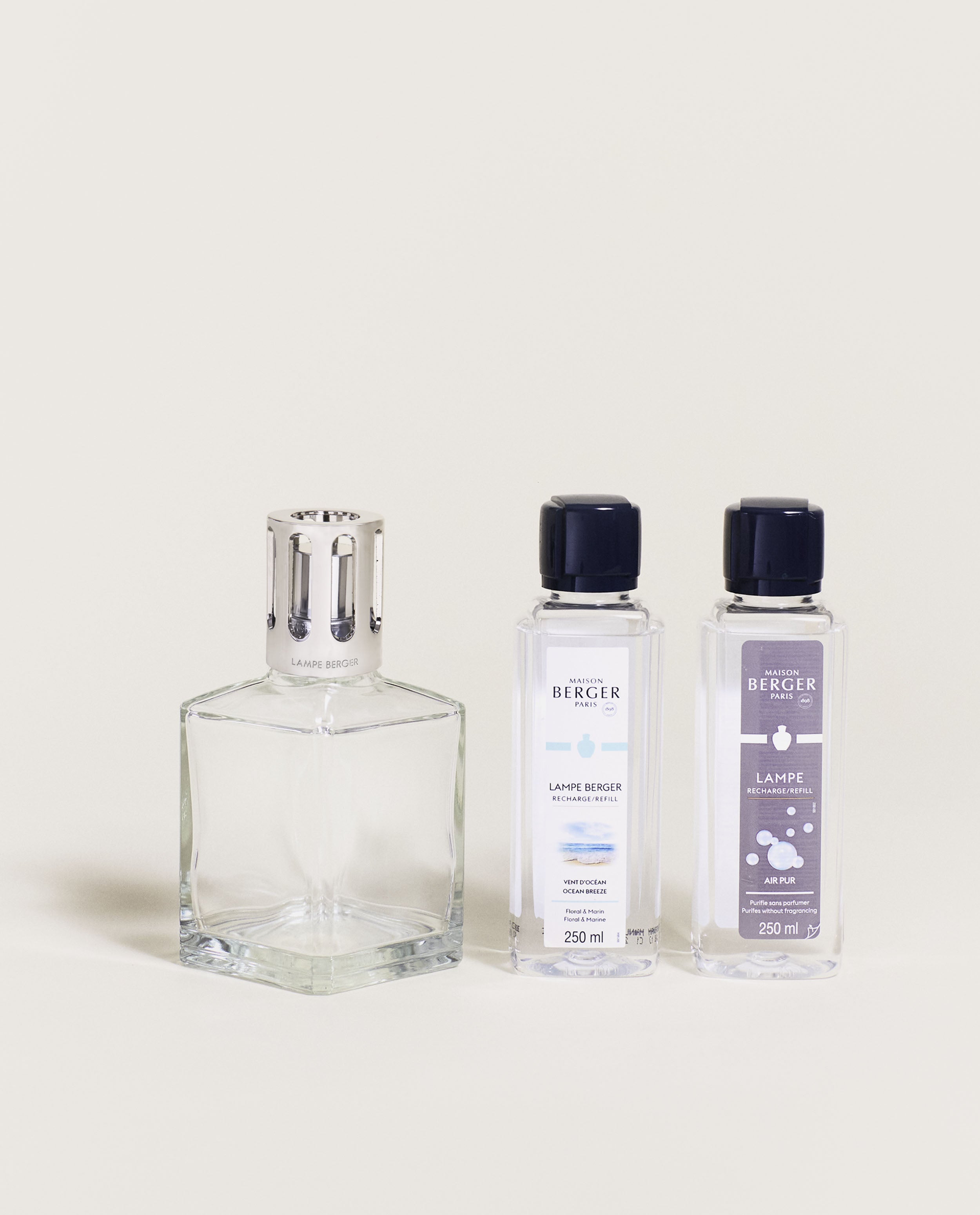 Lampe Berger Essential Square Lamp Ritual Starter Kit with Air Pur So Neutral + Ocean Breeze