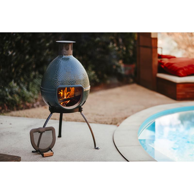 Big Green Egg Chiminea Old World Wood Metal Outdoor Fireplace