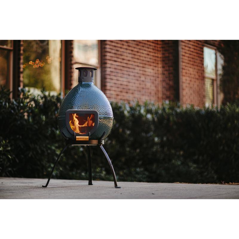 Big Green Egg Chiminea Old World Wood Metal Outdoor Fireplace