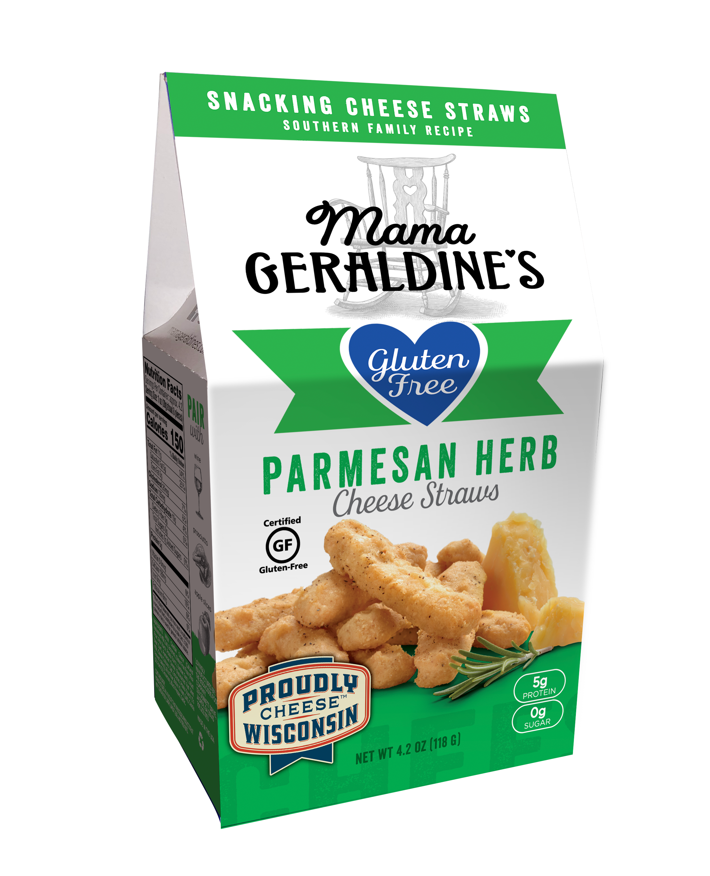 Mama Geraldine's 4.2oz  Gluten Free Certified Parmesan Herb Cheese Straws