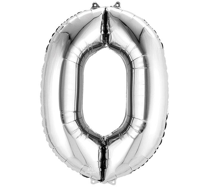Number Balloon 34" Silver