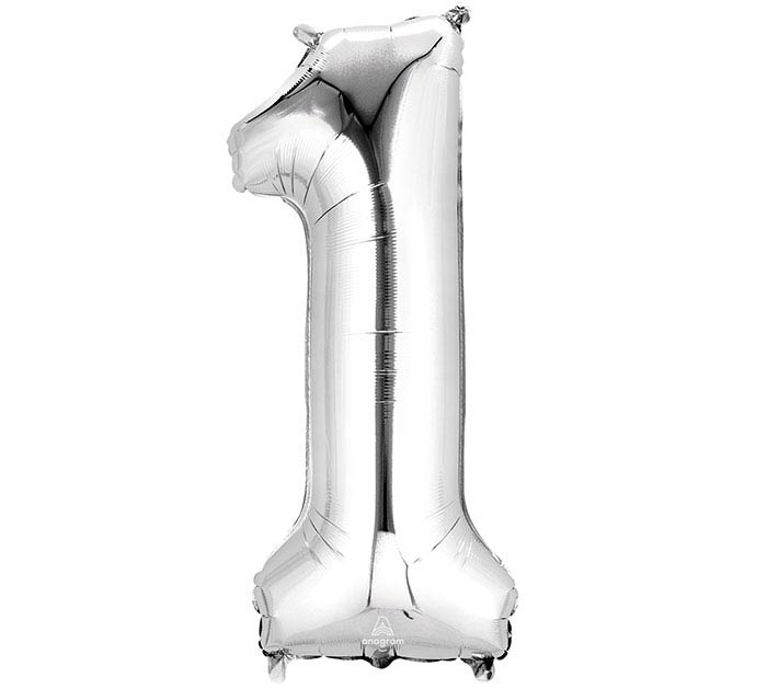 Number Balloon 34" Silver