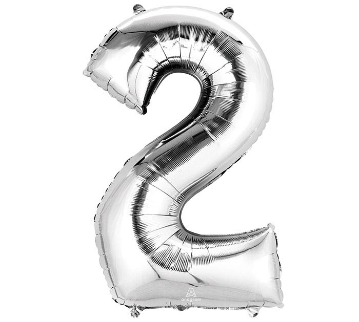 Number Balloon 34" Silver