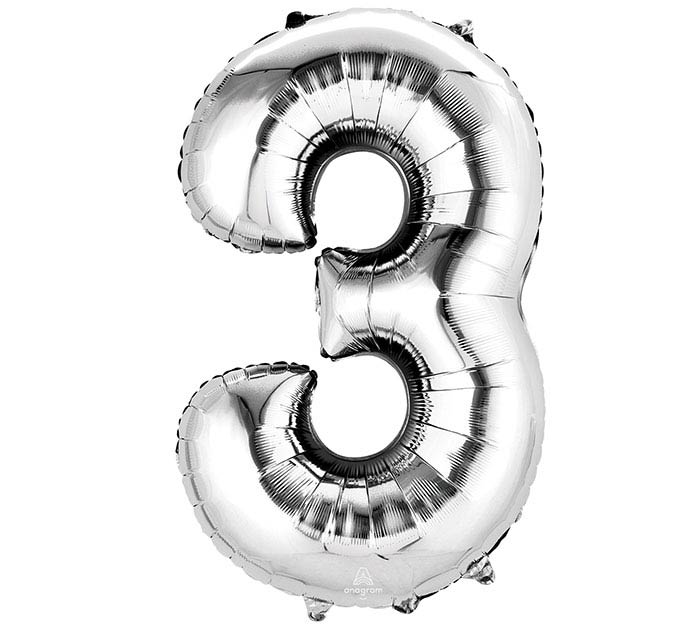 Number Balloon 34" Silver