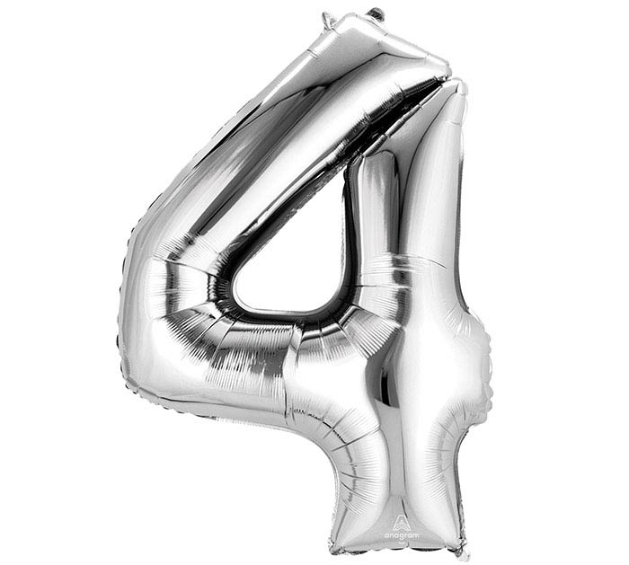 Number Balloon 34" Silver