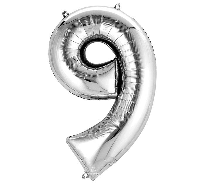Number Balloon 34" Silver