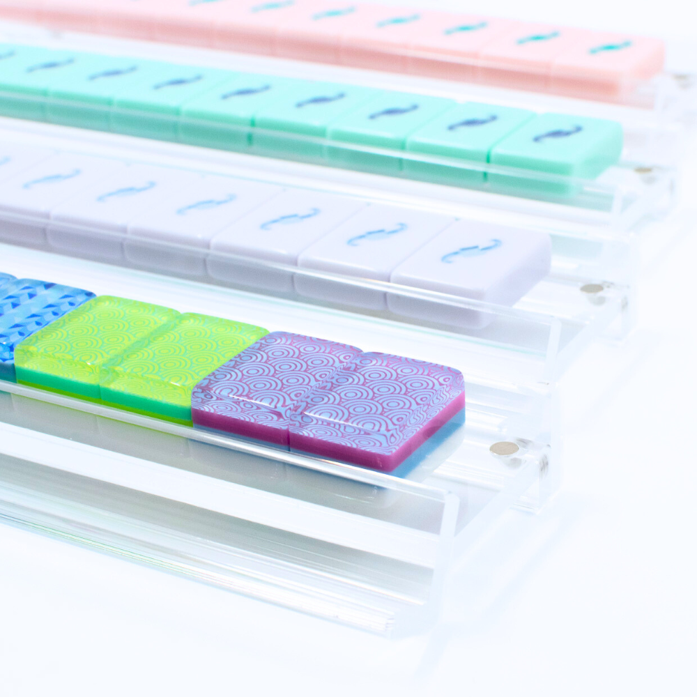 My Fair Mahjong Premium Acrylic Racks - 4 Racks & 4 Pushers