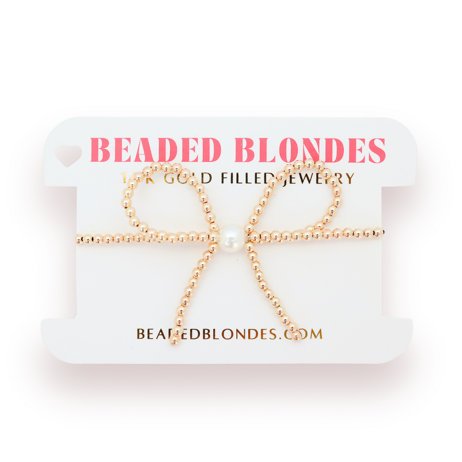 Beaded Blondes Gold Bow Bracelet Standard 6.75 inch