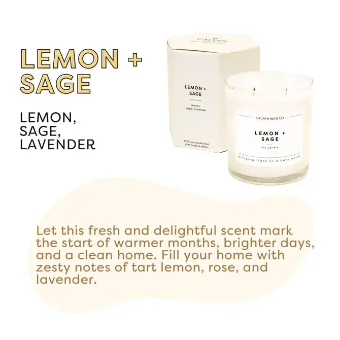 Calyan Lemon + Sage - Glass Tumbler Soy Candle