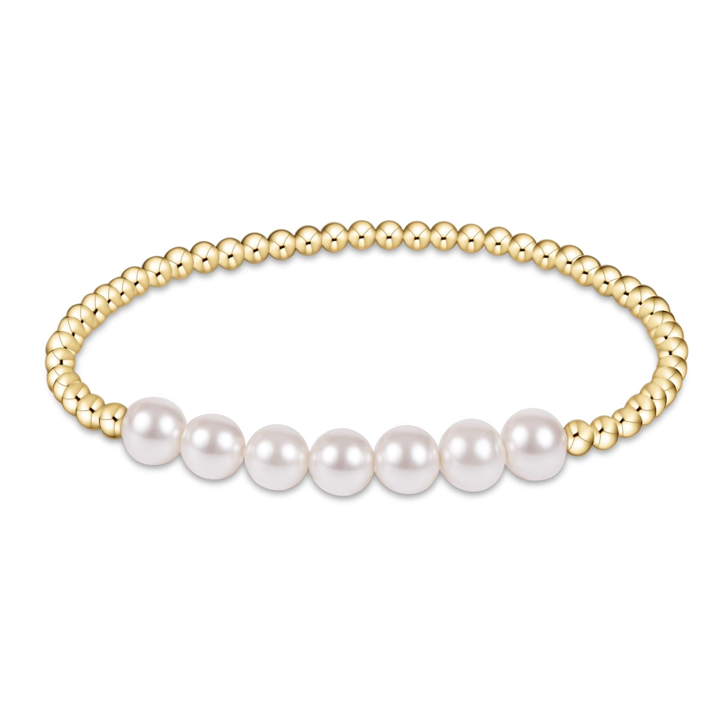 enewton Classic Gold Beaded Bliss 3mm Bead Bracelet- 6mm Pearl