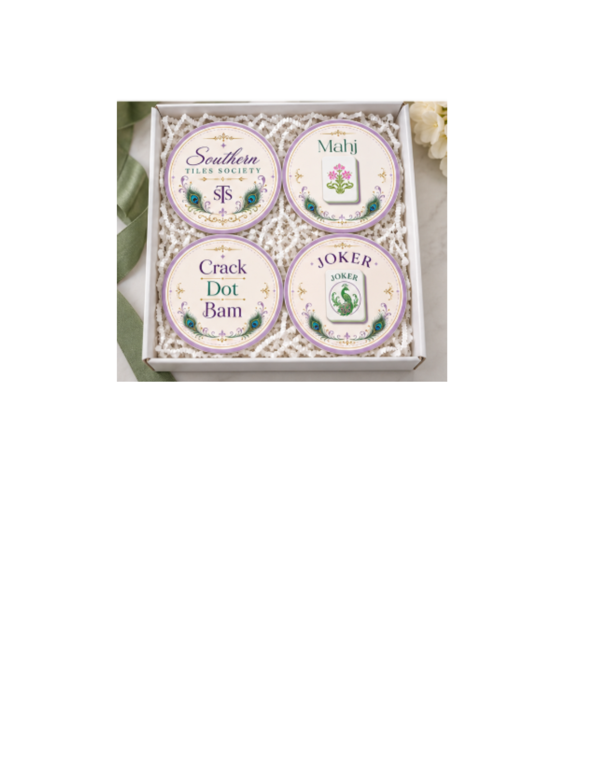 Southern Tiles Society Mahjong Ceramic Coaster Set