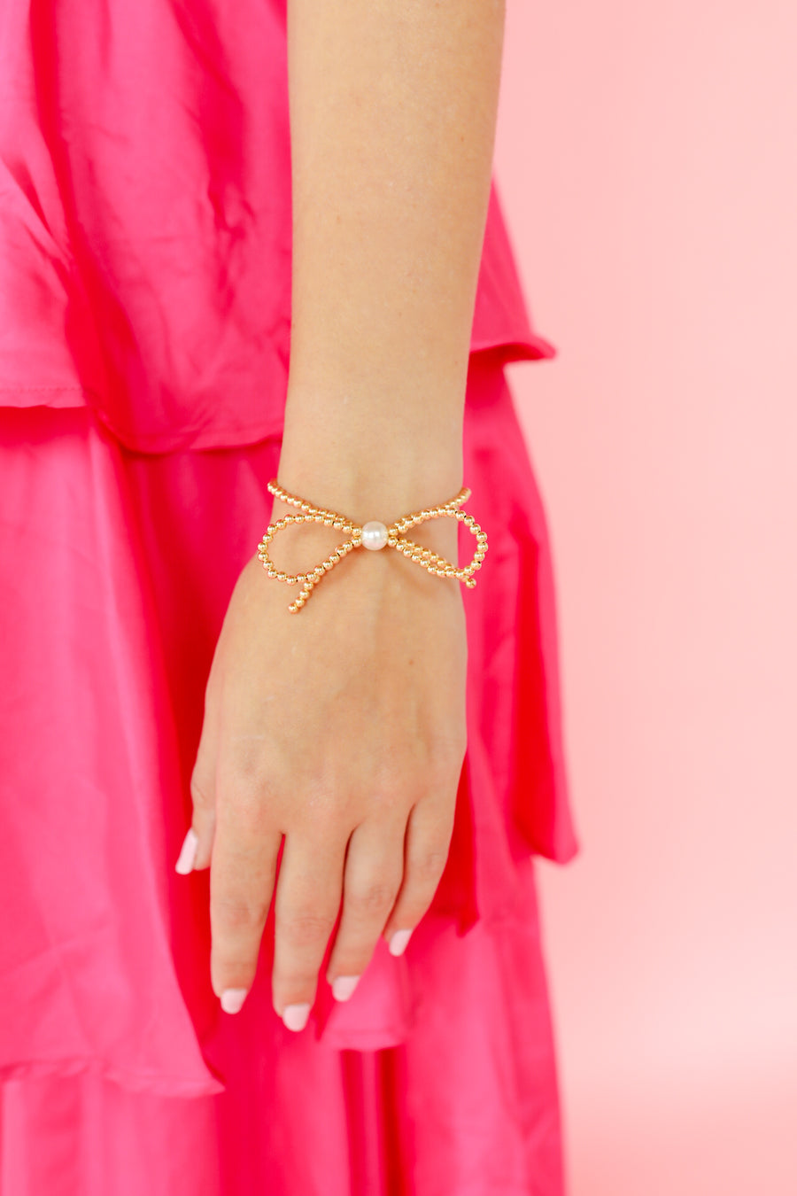 Beaded Blondes Gold Bow Bracelet Standard 6.75 inch