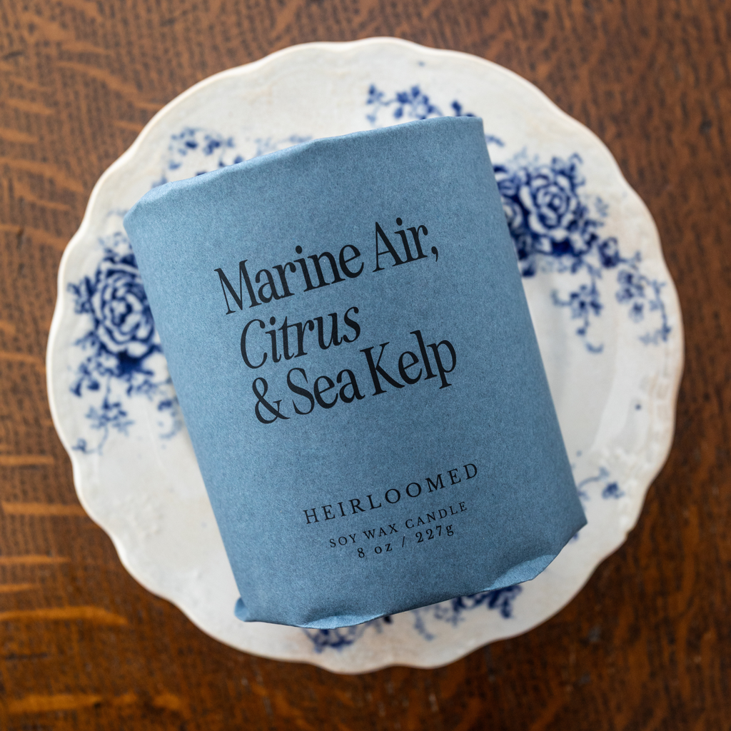 Heirloomed Candle - Marine Air, Citrus, Sea Kelp - 8 oz