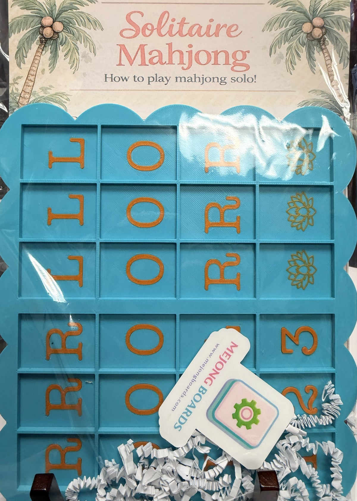 Mejong Boards - Teal w/ Orange Scalloped Edge Design