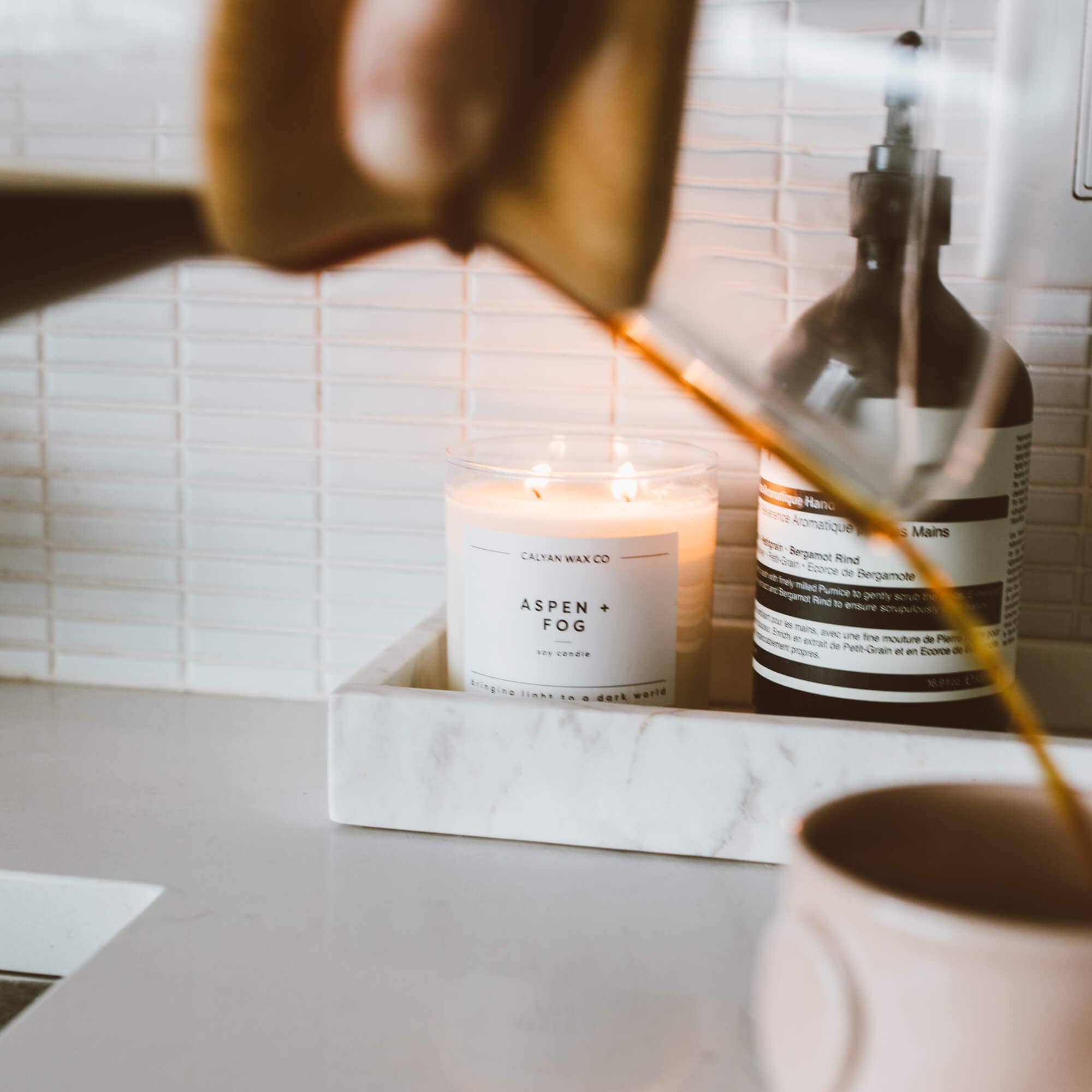 Calyan Aspen + Fog - Glass Tumbler Soy Candle