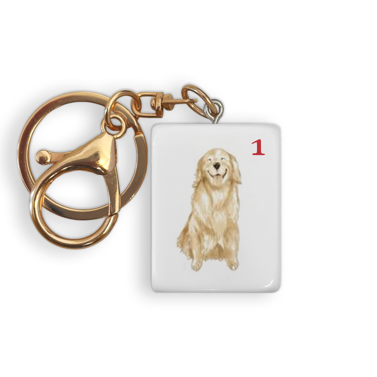 Toss Designs Mahjong Tile Keychain  - Golden
