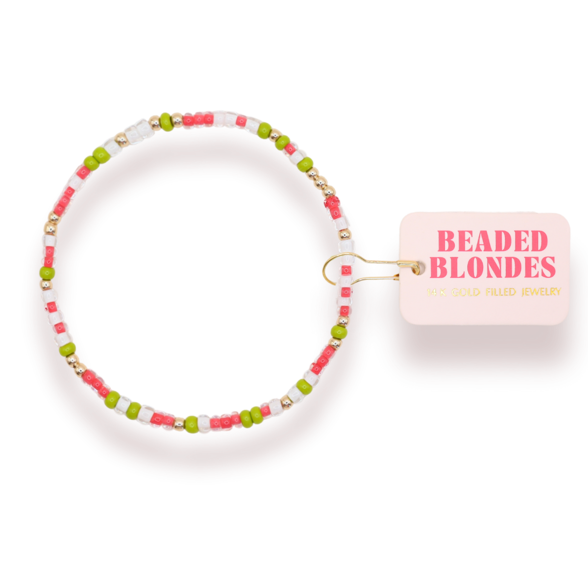 Beaded Blondes Alpha Gamma Delta Sprinkle Bracelet Standard 6.75 inch