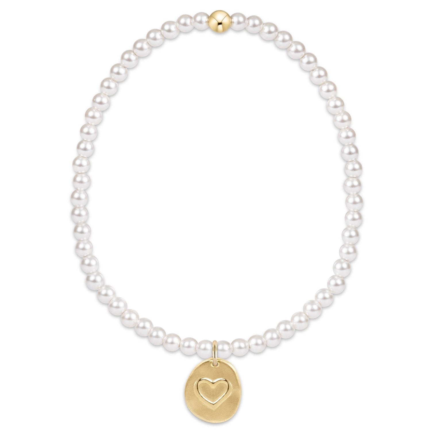 enewton Classic Pearl 3mm Bead Bracelet - Inspire Love Small Gold Charm