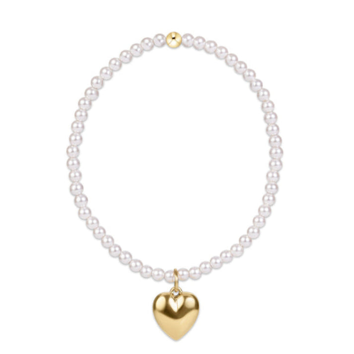 enewton Classic Pearl 3mm Bracelet - Love Plush Gold Charm