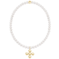 enewton Classic Pearl 3mm Bracelet - Signature Cross 4mm Beaded Gold Charm