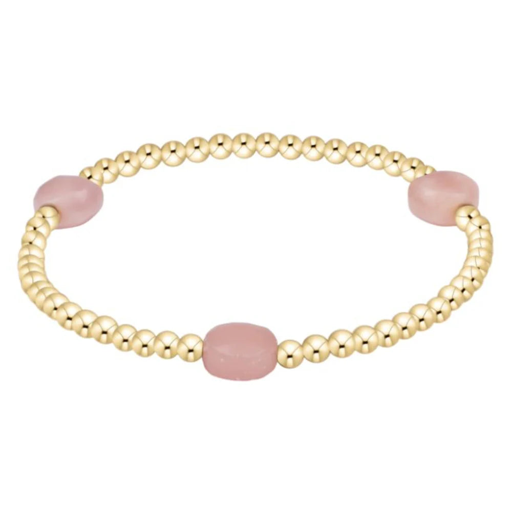 enewton Admire Gemstone 3mm Gold Bracelet- Pink Opal