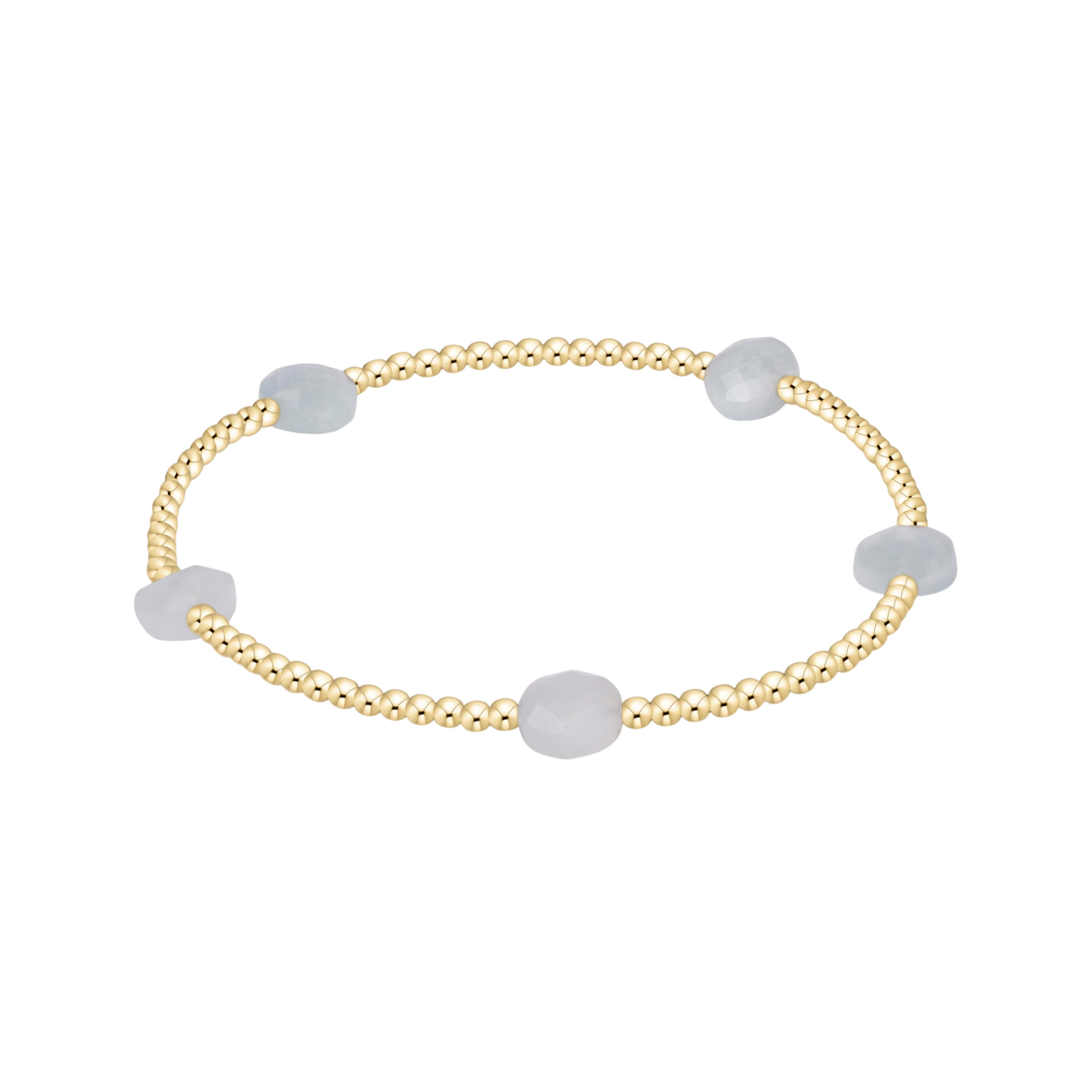 enewton Admire Small Gemstone 2mm Gold Bracelet - Aquamarine