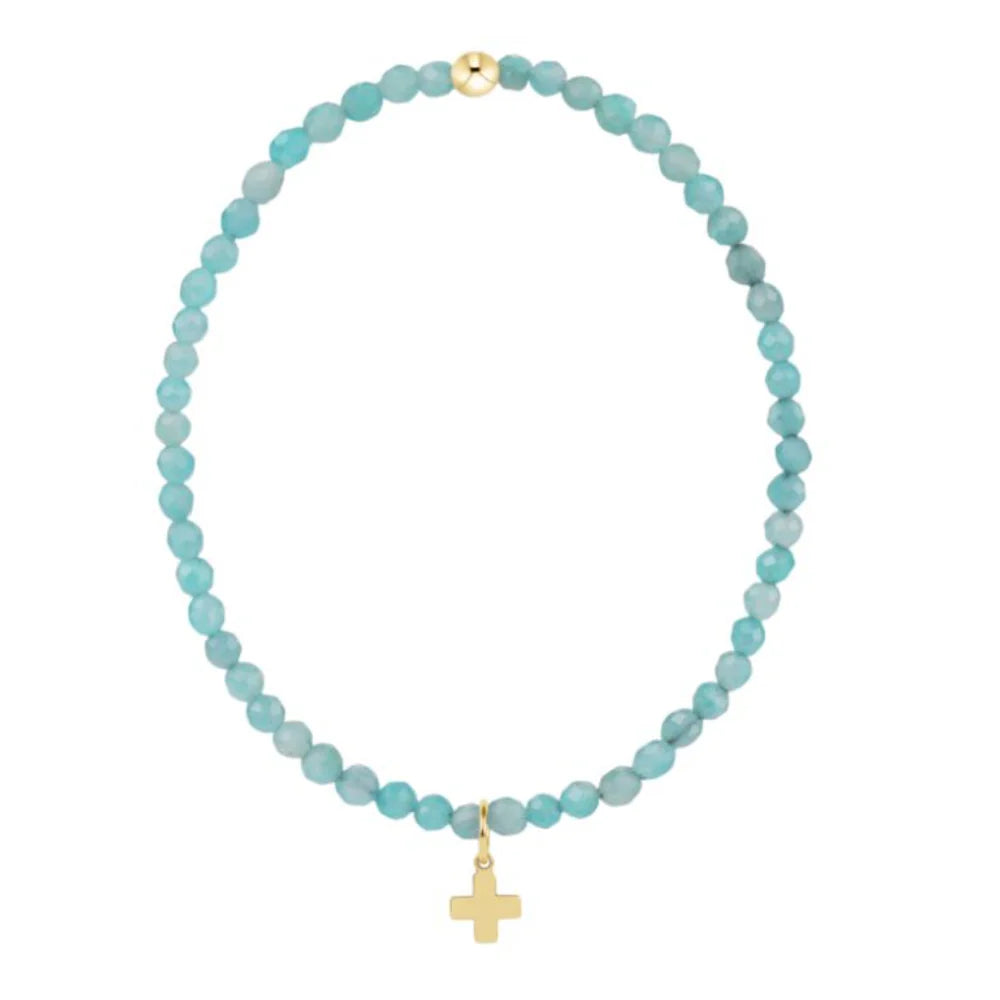 enewton Classic Amazonite 3mm Bracelet - Signature Cross Gold Charm
