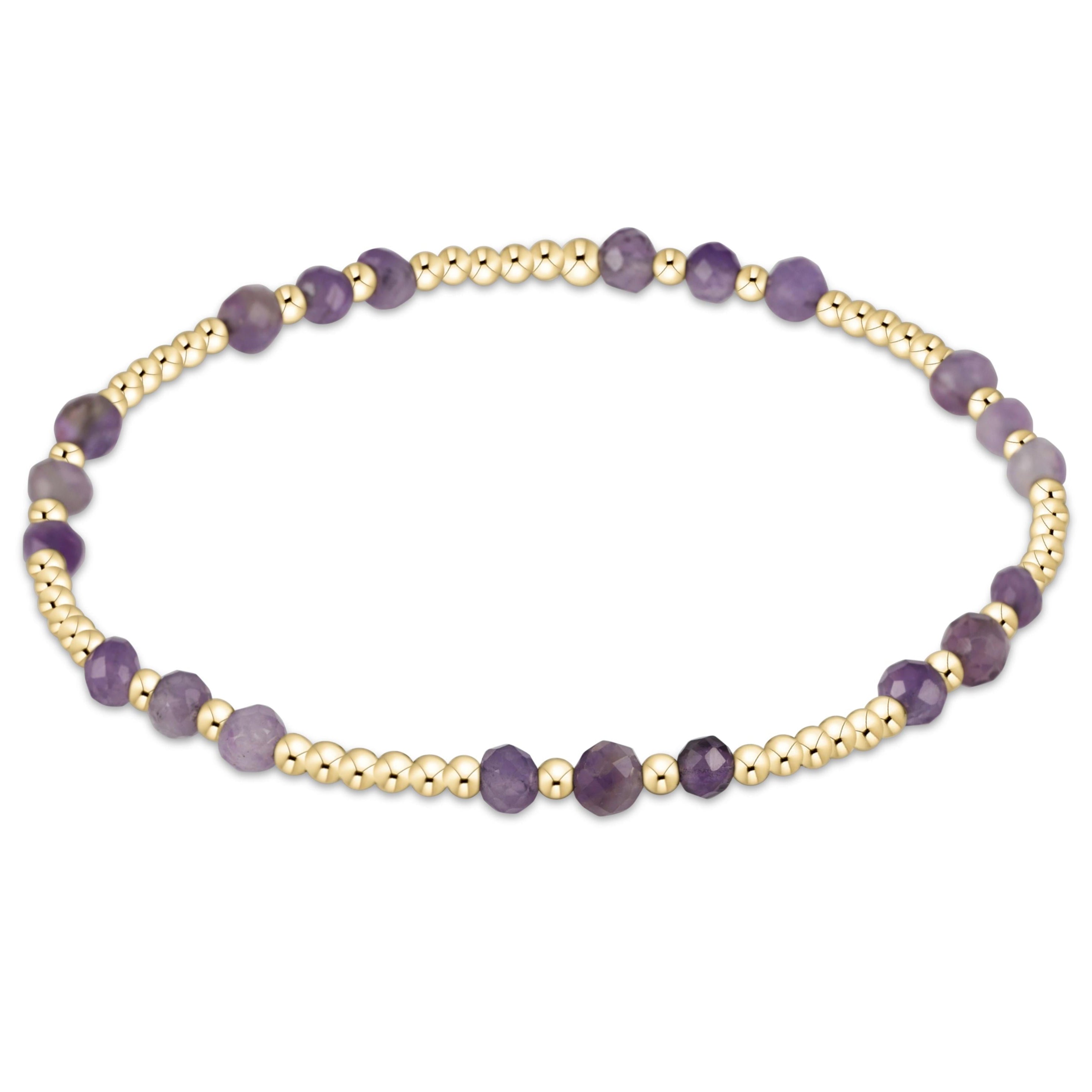 enewton Gemstone Gold Joy Pattern 3mm Bead Bracelet - Amethyst