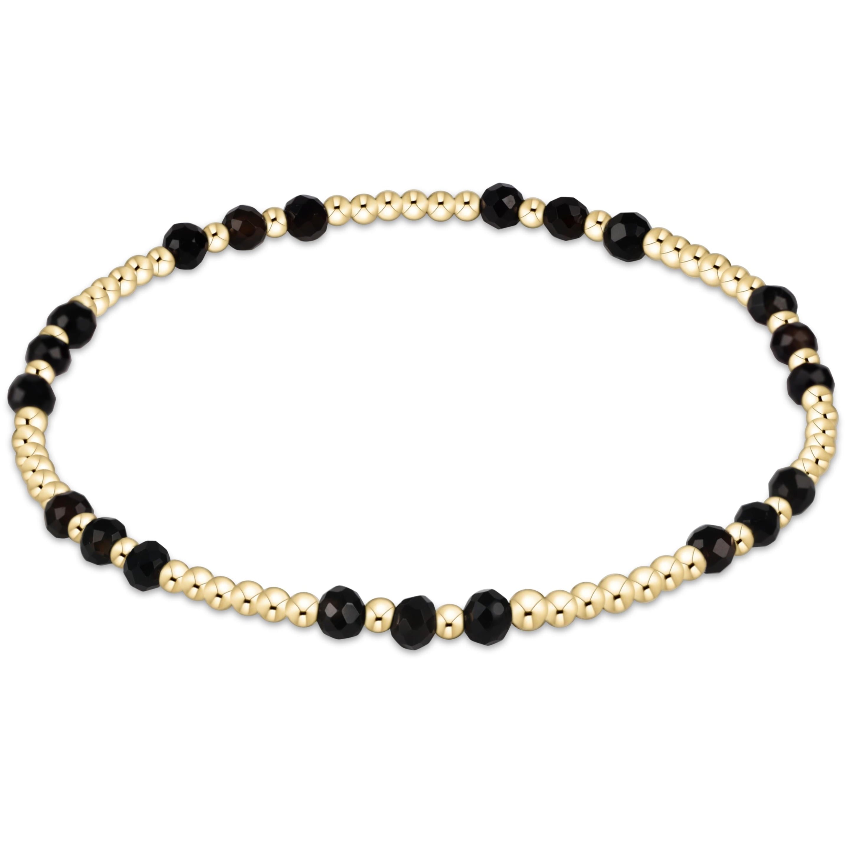 enewton Gemstone Gold Joy Pattern 3mm Bead Bracelet - Faceted Onyx