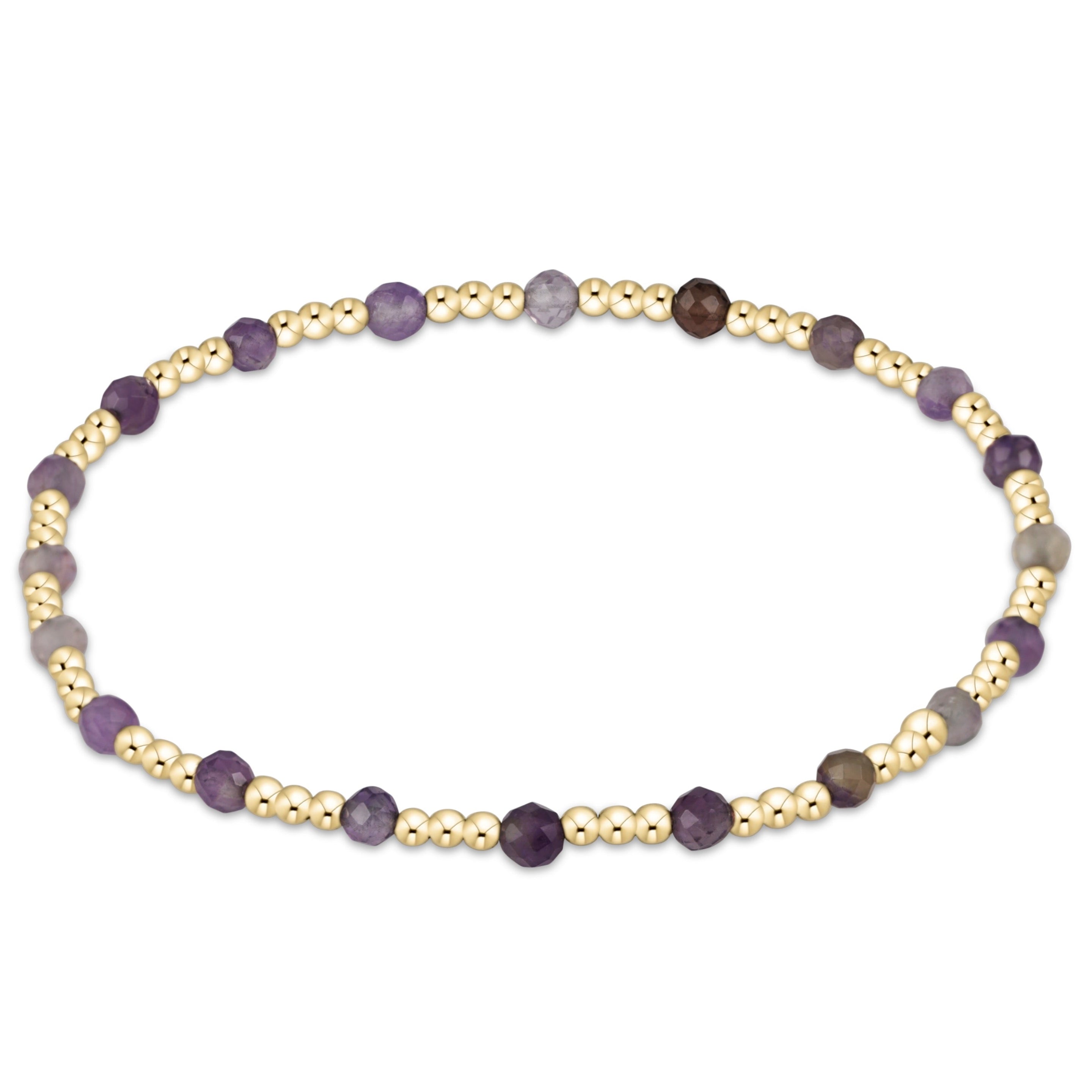 enewton Gemstone Gold Sincerity Pattern 3mm Bead Bracelet - Amethyst