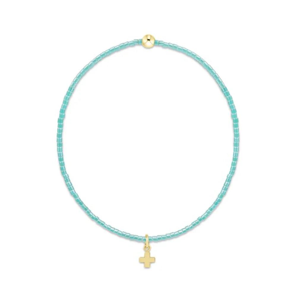 enewton Hope Classic Sea Glass Bracelet - Signature Cross Small Gold Charm