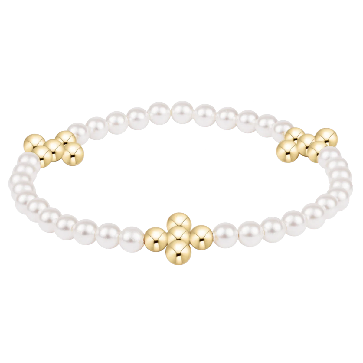 enewton Beaded 4mm Gold Signature Cross 4mm Pearl Bracelet