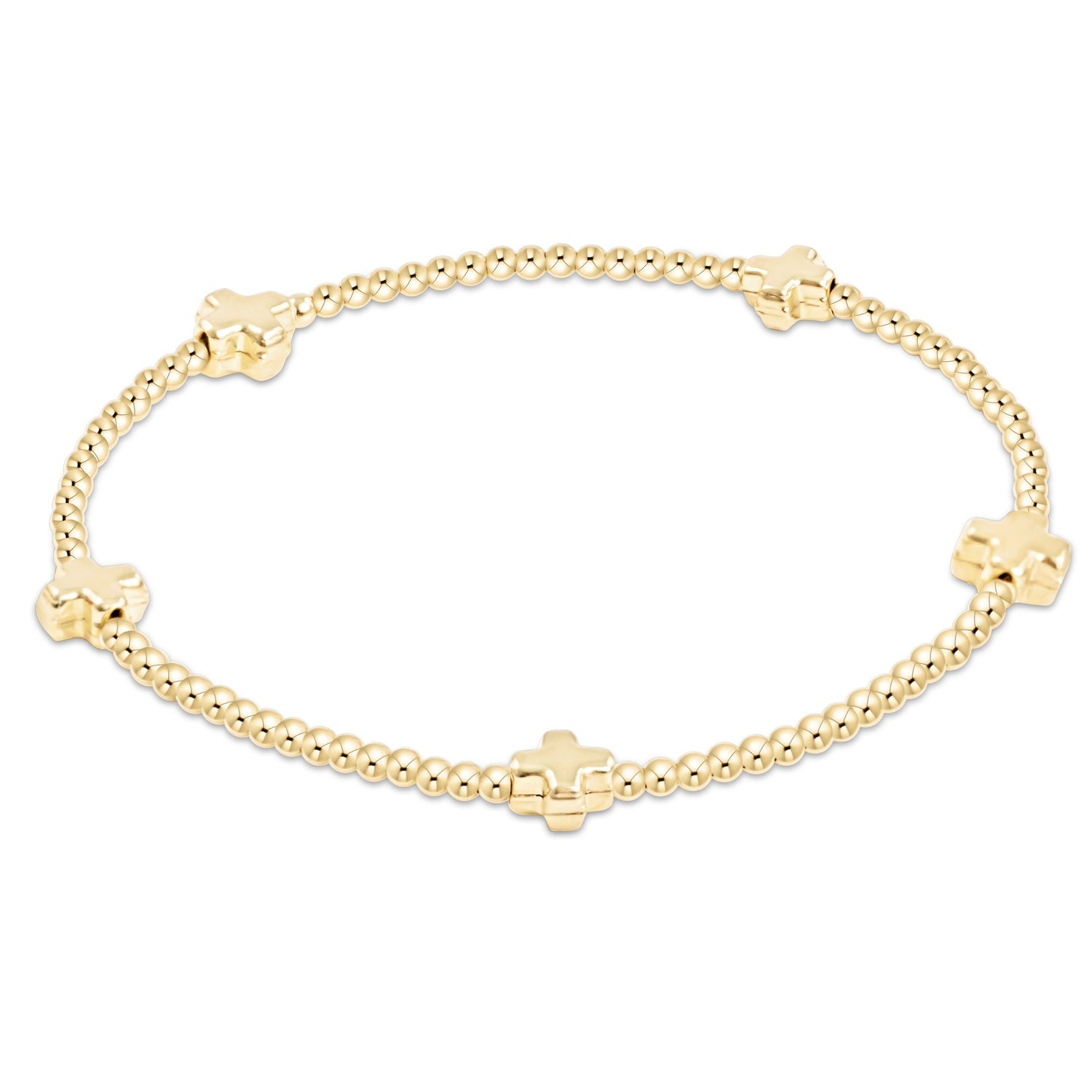 enewton egirl Signature Cross Small Gold Pattern 2mm Bead Bracelet - Gold
