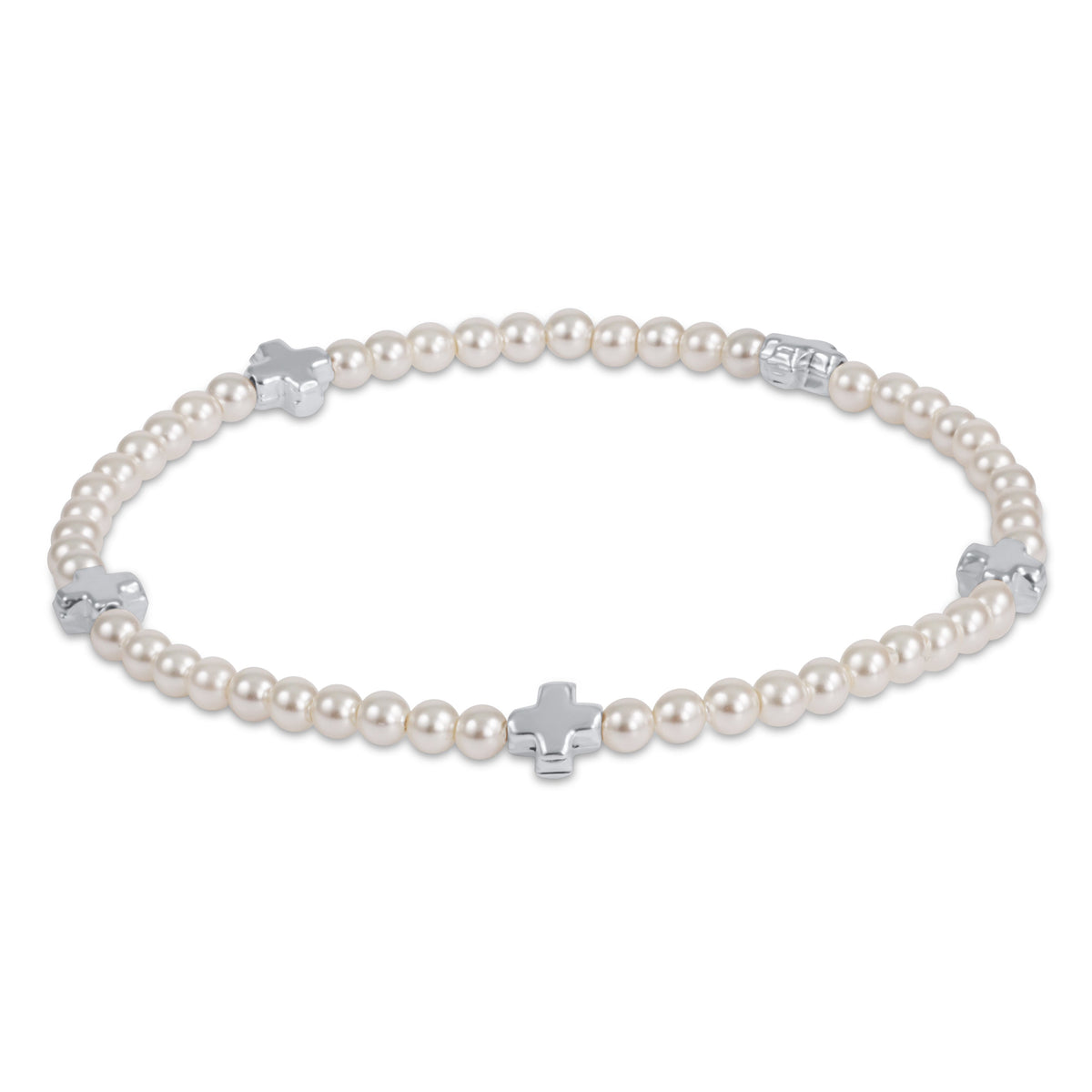 enewton Signature Cross Small Pearl Pattern 3mm Bead Bracelet - Sterling