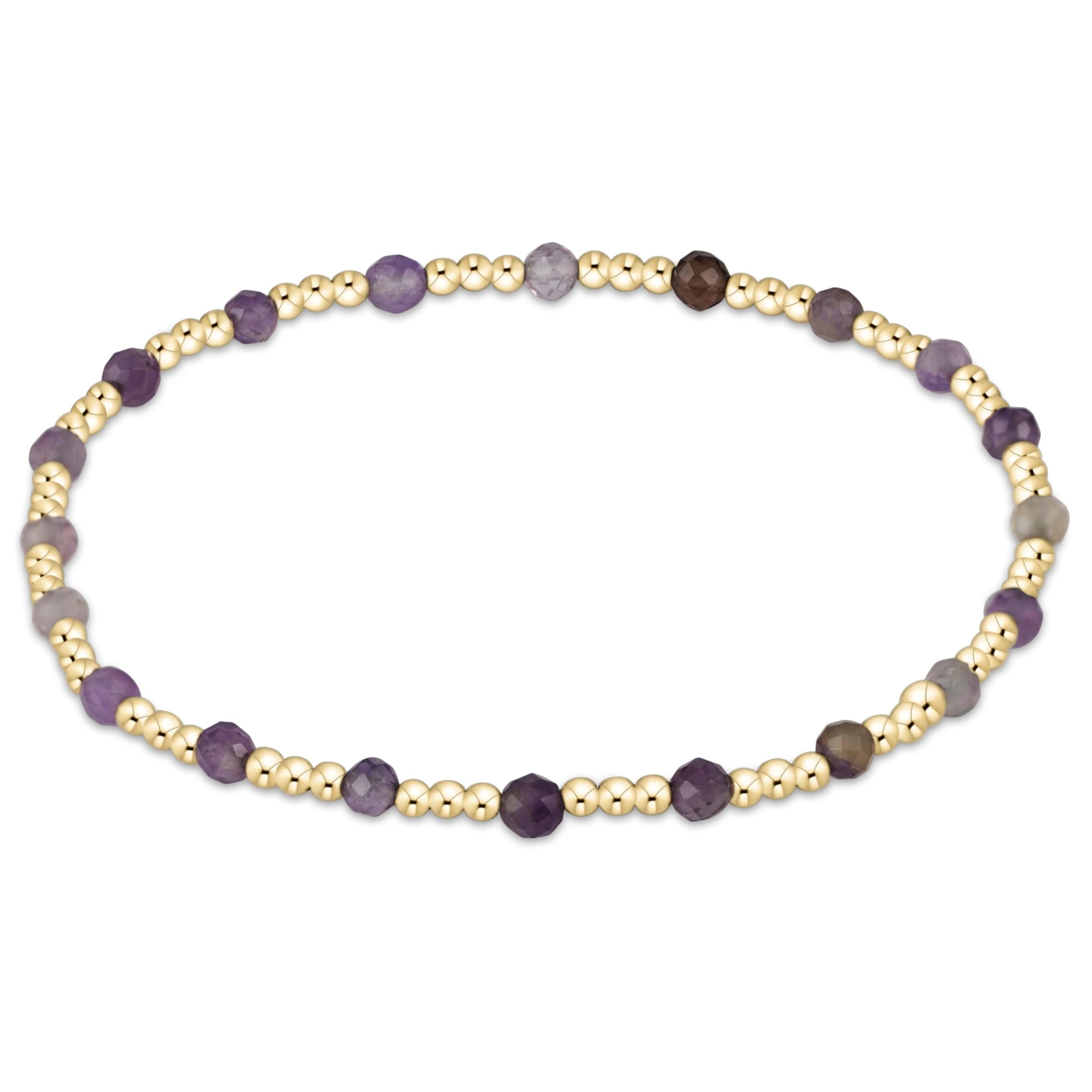 enewton egirl Gemstone Gold Sincerity Pattern 3mm Bead Bracelet - Amethyst