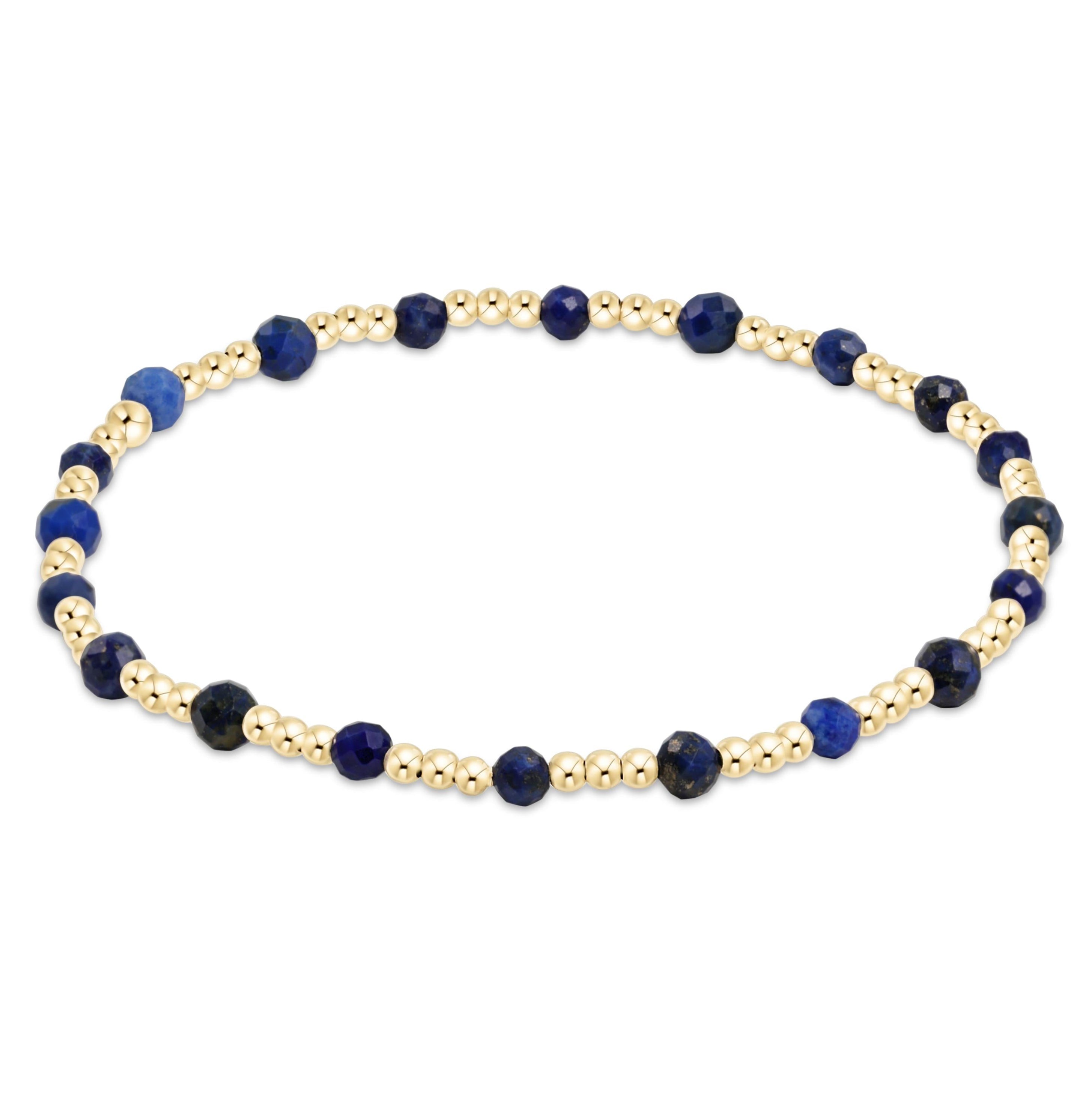 enewton egirl Gemstone Gold Sincerity Pattern 3mm Bead Bracelet - Lapis