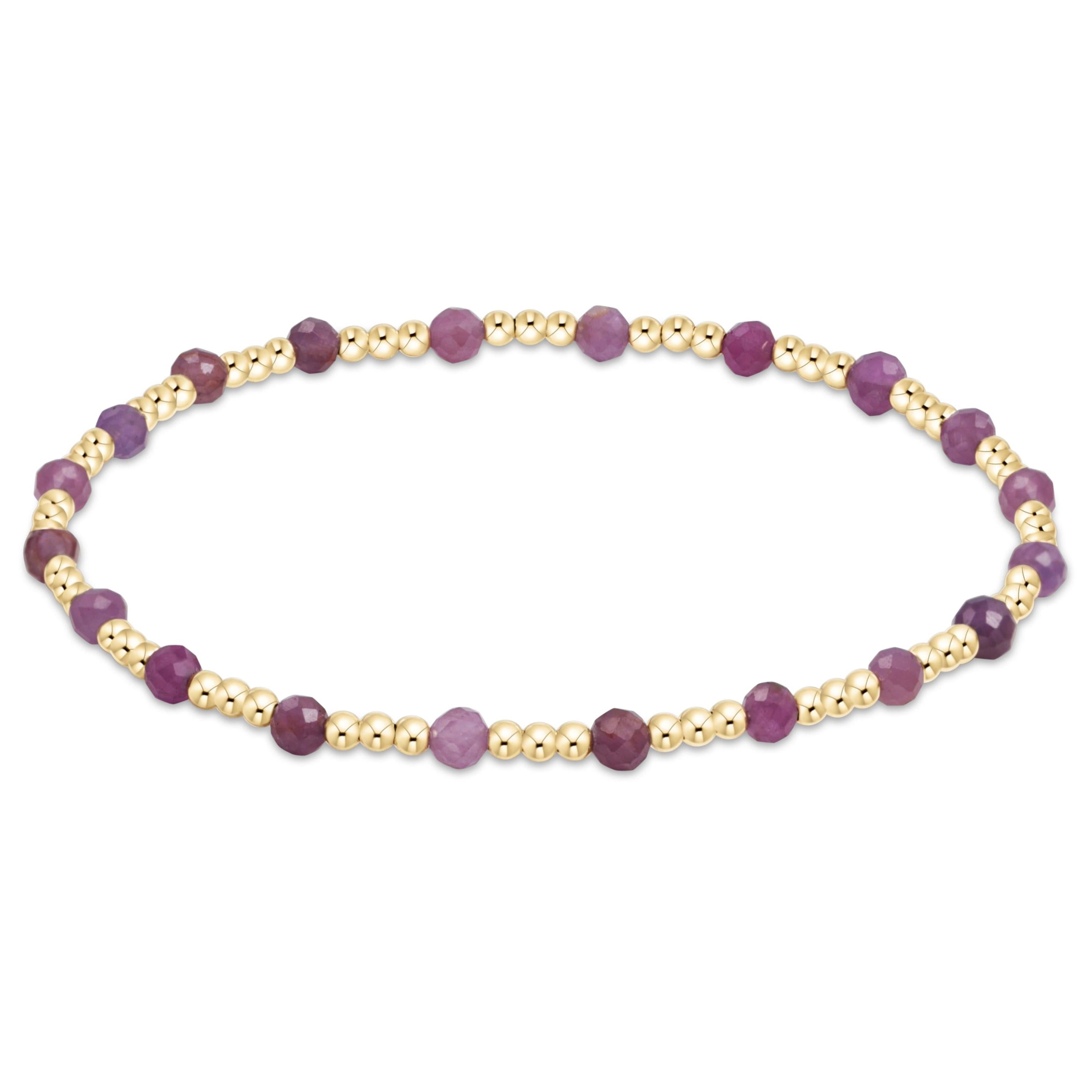 enewton egirl Gemstone Gold Sincerity Pattern 3mm Bead Bracelet - Ruby