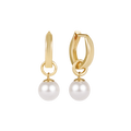enewton Huggie Gold 0.5" Hoop - Classic Pearl 8mm Charm