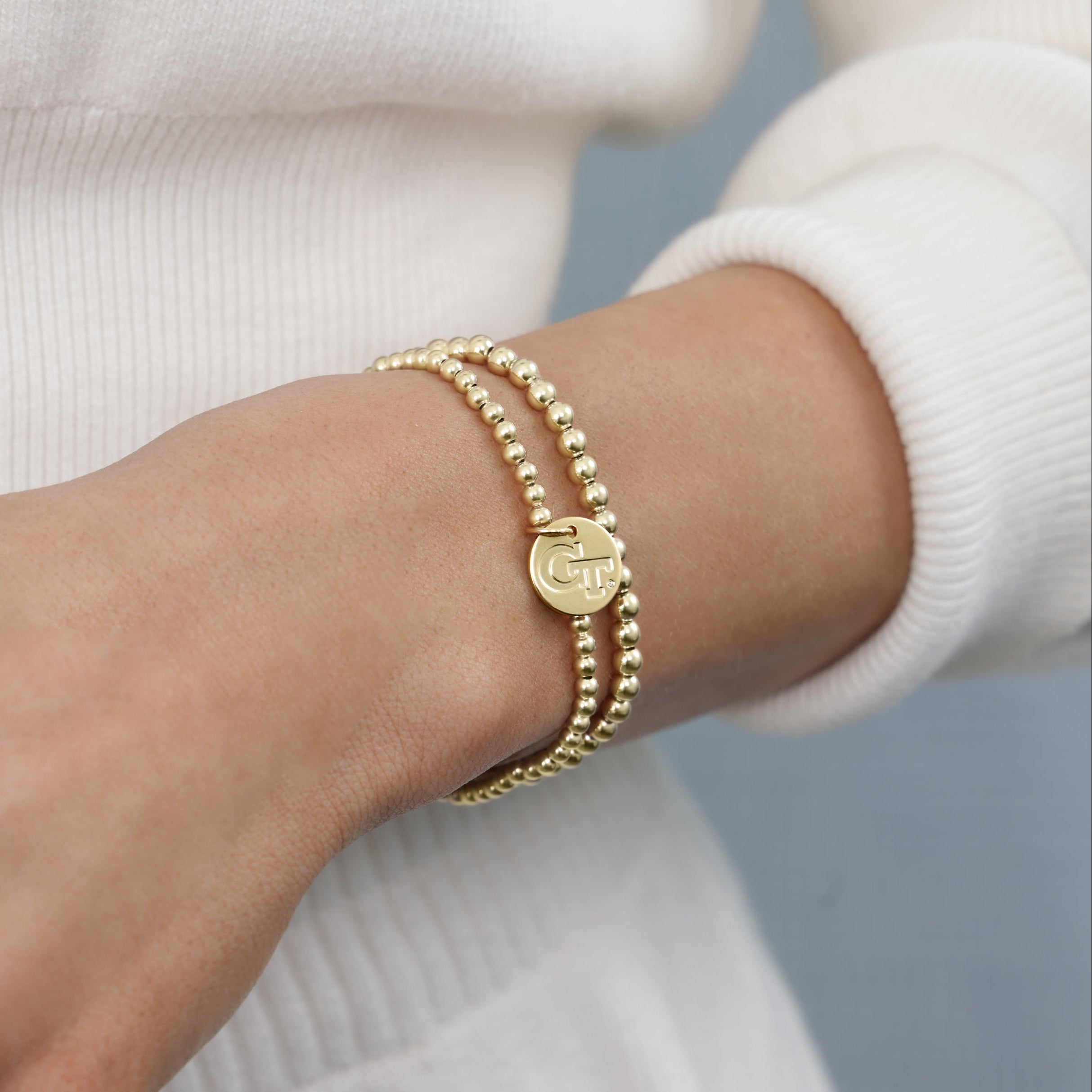 enewton eCOLLEGIATE Classic Gold 3mm Bracelet - Georgia Tech Disc